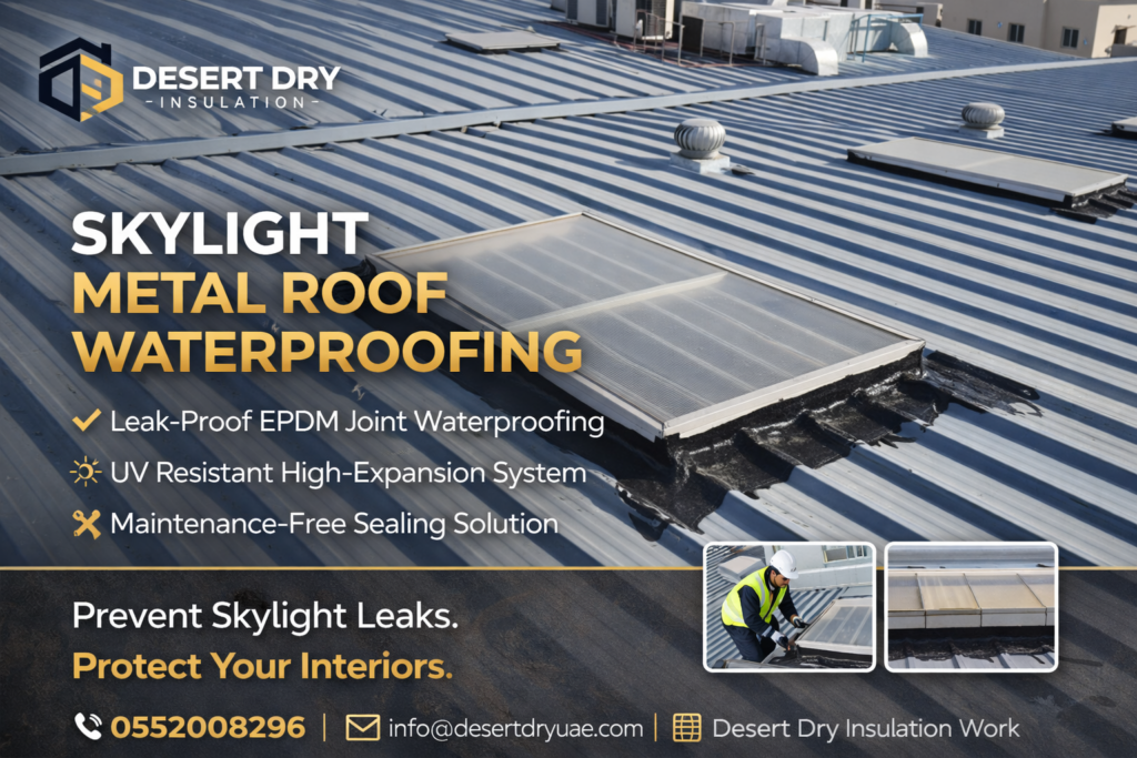 Metal Roof Skyligt Waterproofing - Desert dry insualtion work Dubai