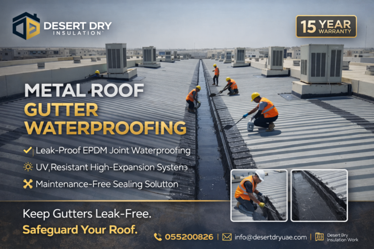 Roof Gutter Metal Roof Waterproofing - Desert Dry Insulation Work - Dubai Abu DHabi