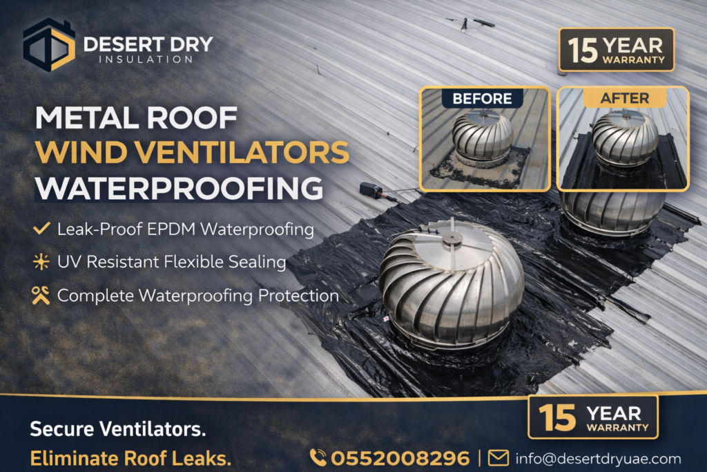 Wind Ventilators Metal Roof Waterproofing - Desert Dry insulation work - Dubai UAE